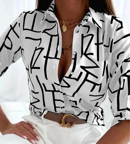 Printed Long Sleeve Shirt Women