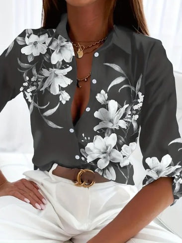 Printed Long Sleeve Shirt Women