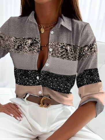 Printed Long Sleeve Shirt Women