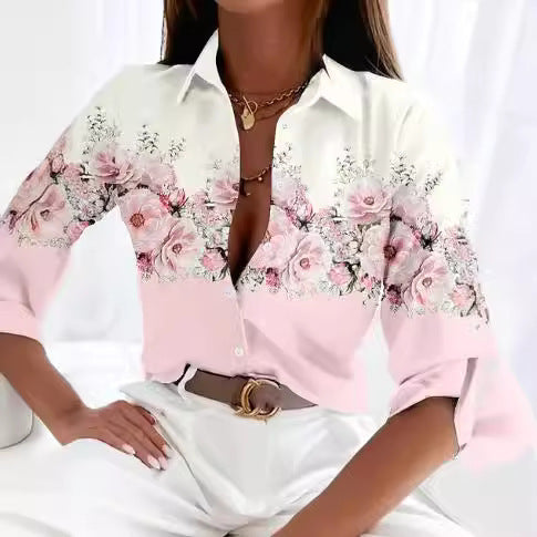 Printed Long Sleeve Shirt Women