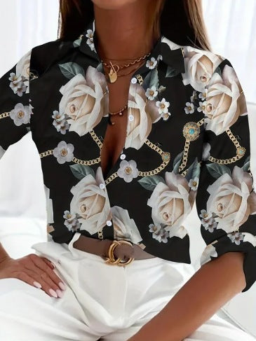 Printed Long Sleeve Shirt Women