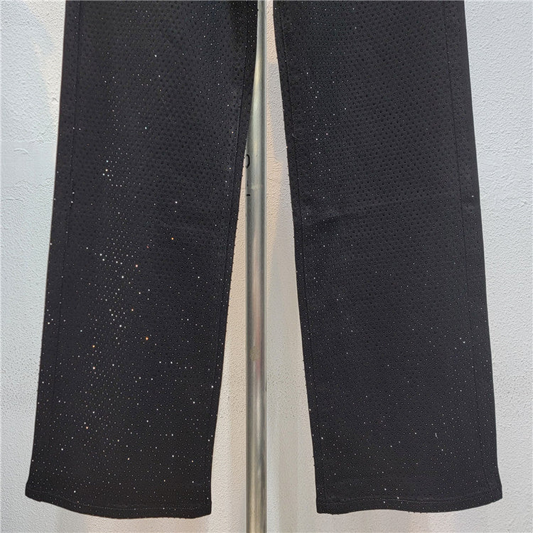 Slimming and Straight Casual Rhinestone Jeans