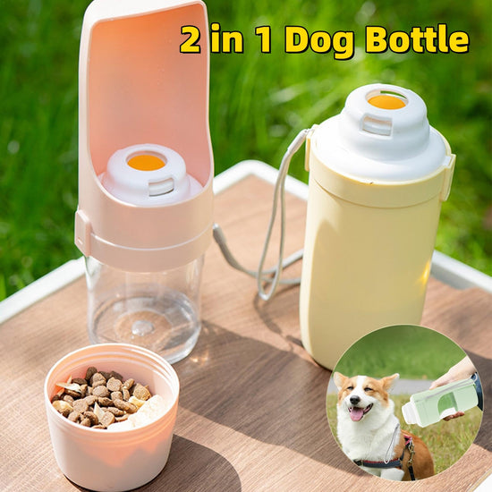 2 In 1 Travel Dog Water Bottle Pet Water Dispenser Feeder