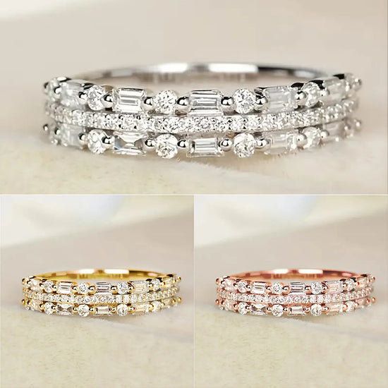 Multilayer Ring Three-layer Fine Circle Line Setting For Women