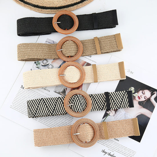 Cotton Linen Straw Woven Belt