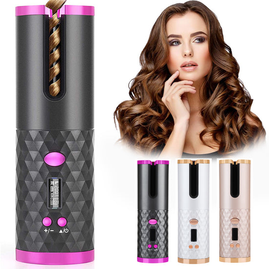 Rechargeable Automatic Hair Curler Portable Hair Curling Iron LCD Display