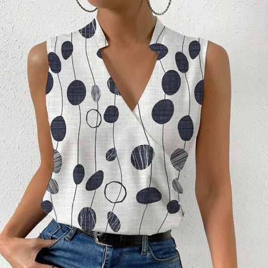 Printed V-neck Sleeveless Top