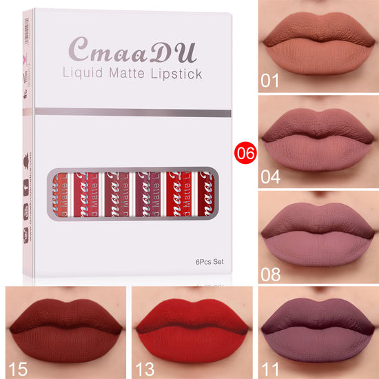 6 Boxes Of Matte Non-stick Cup Waterproof Long Lasting Lip Gloss