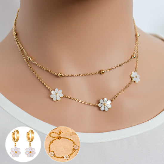 Stainless Steel Daisy Jewelry Set